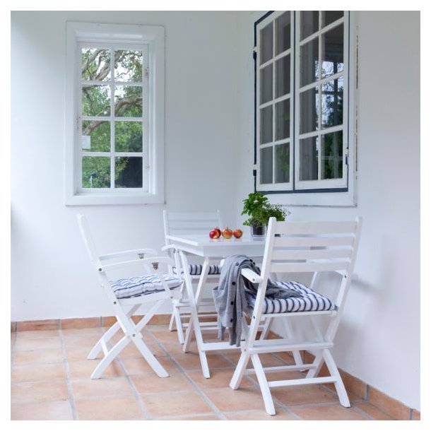 Dales - Spisebord i hvid mahogni, foldbar, 70 x 70 cm.