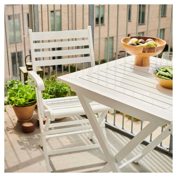 Dales - Spisebord i hvid mahogni, foldbar, 70 x 70 cm.