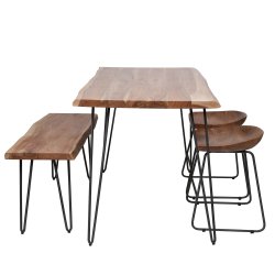 Delaila - Spisebord i massiv akacietr og metal