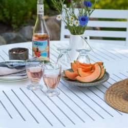 Expa - Spisebord med folde funktion, hvid mahogni, diameter 110 cm.