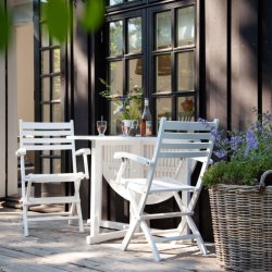 Expa - Spisebord med folde funktion, hvid mahogni, diameter 110 cm.