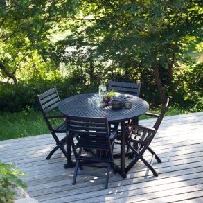 Expa - Matbord med fllfunktion, svart mahogny, diameter 110 cm.