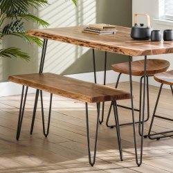 Delaila - Spisebordsbnk i massiv akacietr og metal
