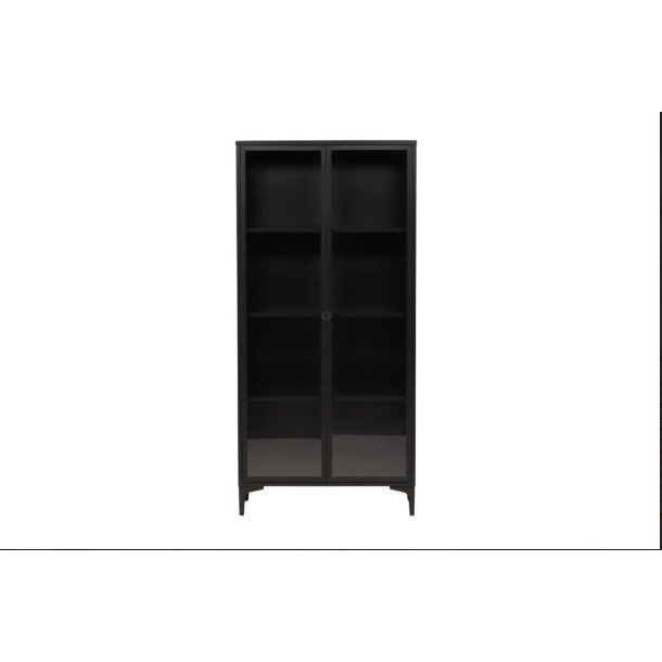 Calaf - Skab i sort metal med glasl�ge, h�jde 190 cm.