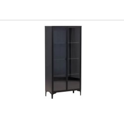 Calaf - Skab i sort metal med glasl�ge, h�jde 190 cm.