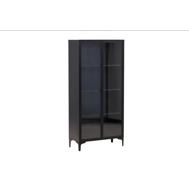 Calaf - Skab i sort metal med glasl�ge, h�jde 190 cm.