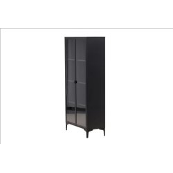 Calaf - Skab i sort metal med glasl�ge, h�jde 190 cm.
