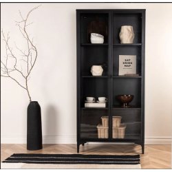 Calaf - Skab i sort metal med glasl�ge, h�jde 190 cm.
