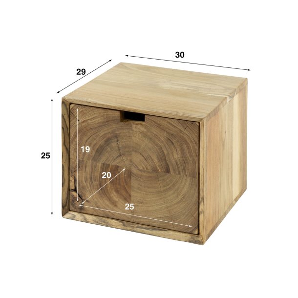 Tribu - Sengebord med skuffe i massivt akacietr