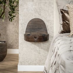 Cove- 2 sengeborde i brun massiv akacietr