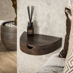 Cove- 2 sengeborde i brun massiv akacietr