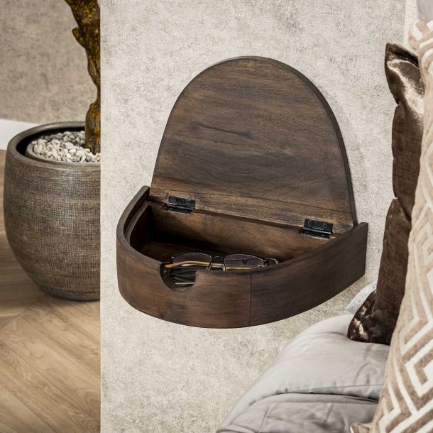 Cove- 2 sengeborde i brun massiv akacietr