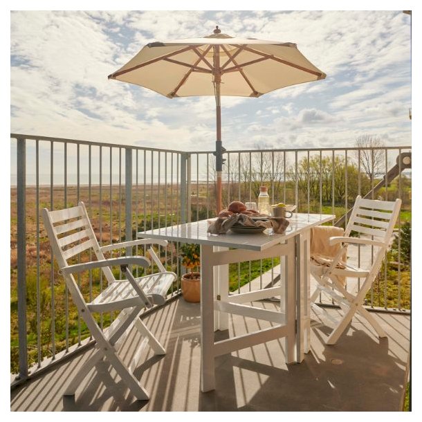 Expa - Spisebord med folde funktion, hvid mahogni, 65 x 130 cm.