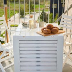 Expa - Spisebord med folde funktion, hvid mahogni, 65 x 130 cm.