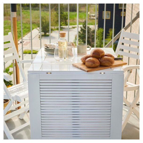 Expa - Spisebord med folde funktion, hvid mahogni, 65 x 130 cm.