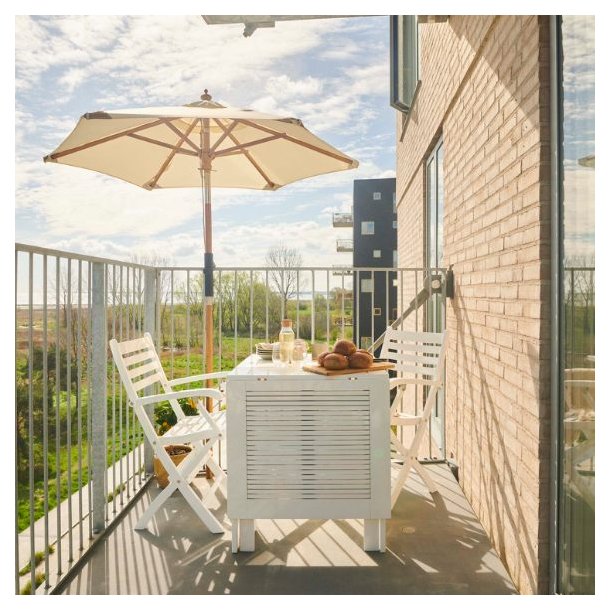 Expa - Spisebord med folde funktion, hvid mahogni, 65 x 130 cm.