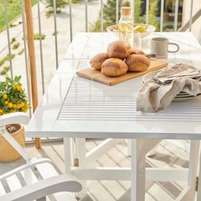 Expa - Matbord med fllfunktion, vit mahogny, 65 x 130 cm.