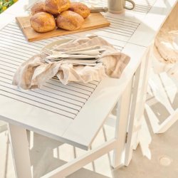 Expa - Spisebord med folde funktion, hvid mahogni, 65 x 130 cm.