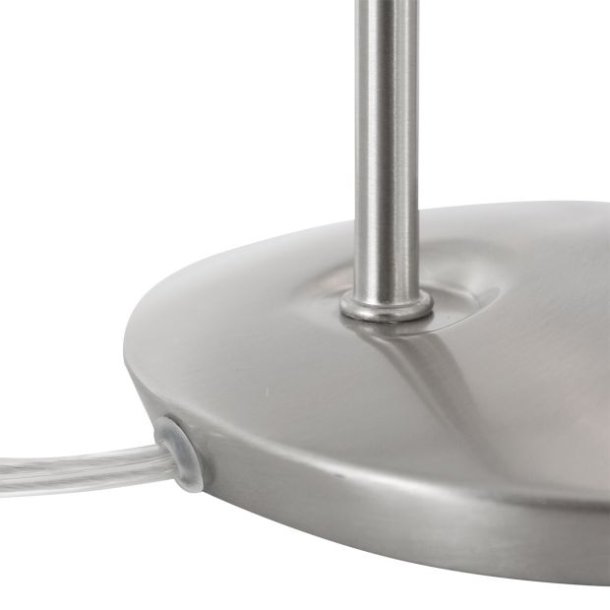 Plate - bordlampe i stl eller sort metal sammen med en glasskrm