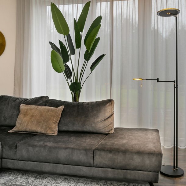 Big-Ben - Guldlampe i sort metal med 2 lyskilder