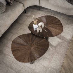 Mayas - Sofabordsst med to trekantede borde i brunt teaktr