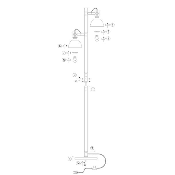 Puerto - Gulvlampe i tr og hvidt metal 