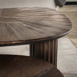 Mayas - Sofabordsst med to organisk formede firkantede borde i brunt teaktr