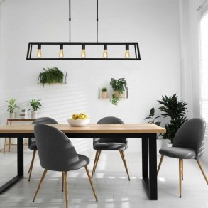 Hause industrilampa i svart metall f�r 5 gl�dlampor