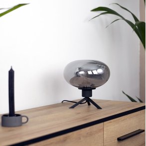 Espejo - Bordslampa i glas och metall med spegeleffekt, hjd: 28 cm.