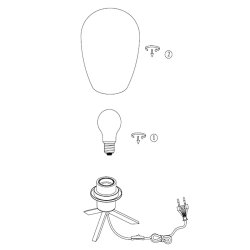 Espejo - Bordlampe i glas og metal med spejl effekt, hjde 28 cm