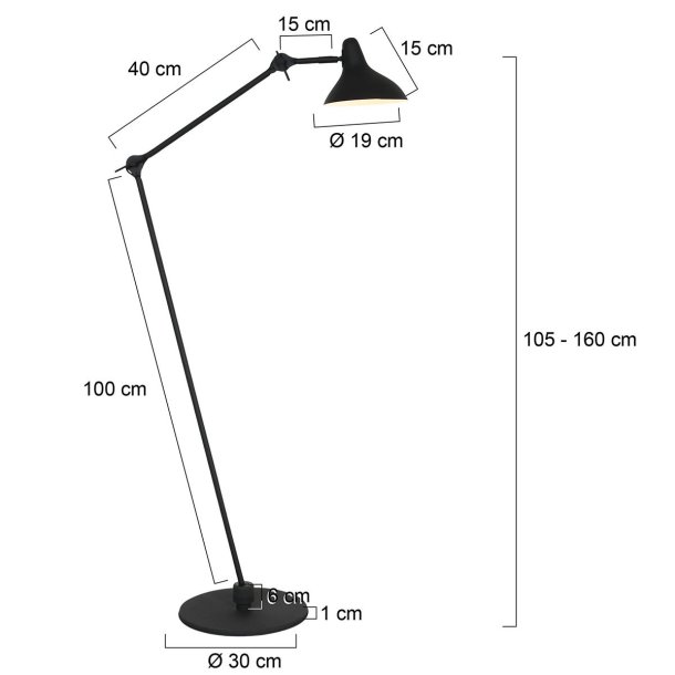 Moore - gulvlampe i sort metal