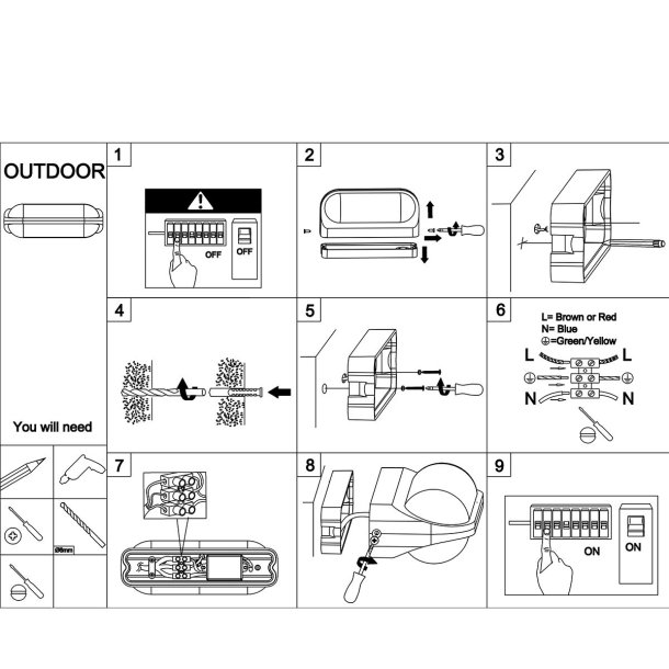 Siam - Udendrslampe i sort metal og glas