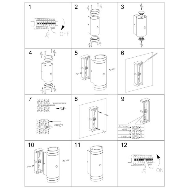 Baza - Udendrslampe i sort metal og glas med sensor