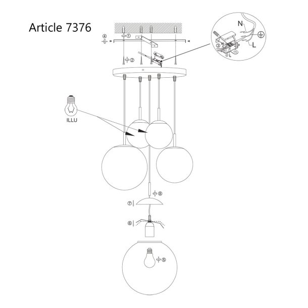 Bowie - loftlampe i messing og ravfarvet glas
