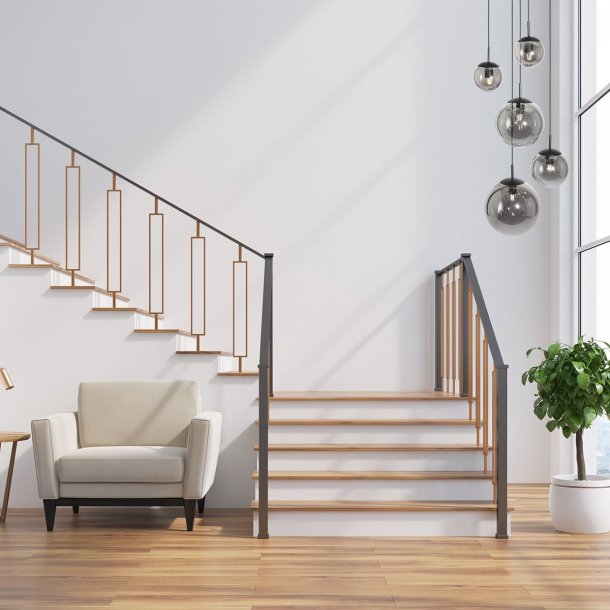 Bowie - loftlampe i sort metal og rgfarvet glas