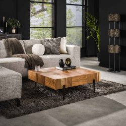 Block - Sofabord i massiv akacietr, 90 x 90 cm.