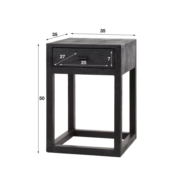 Bandeja- Sengebord med skuffe i massiv sort akacie tr