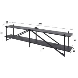 Namu - Tv bord i gr-sort metal, bredde 220 cm.