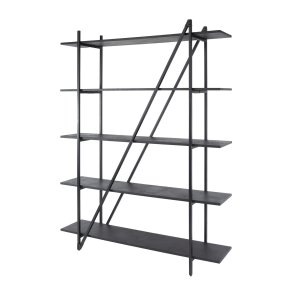 Namu - Reol i grå-sort metal, fem hylder, bredde 140 cm.