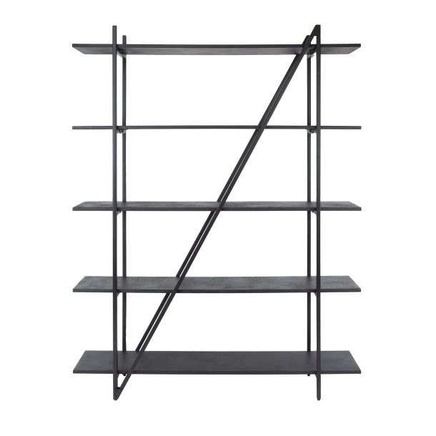 Namu - Reol i gr-sort metal, fem hylder, bredde 140 cm.