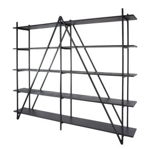 Namu - Reol i grå-sort metal, fem hylder, bredde 220 cm.