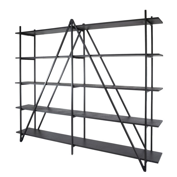 Namu - Reol i gr-sort metal, fem hylder, bredde 220 cm.