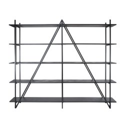 Namu - Reol i gr-sort metal, fem hylder, bredde 220 cm.