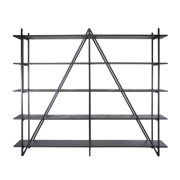 Namu - Reol i gr-sort metal, fem hylder, bredde 220 cm.