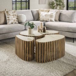 Jura - Sofabordsst med 3 borde i mangotr og keramisk topplader