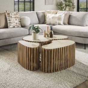 Jura - Sofabordsst med 3 borde i mangotr og keramisk topplader