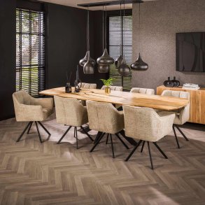 Fleet - Matbord i massivt akaciatr med 2 extra tallrikar