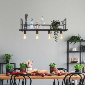 Estante - taklampa i metall med f�rvaringshylla