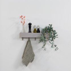 Maxi - Hylde, knage i silky taupe metal med 5 knager