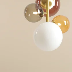 Dizzy - Loftlampe i messing og multifarvet glas